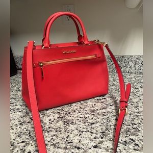 Michael Kors Medium Hailee Light Terracotta Textured Leather Satchel